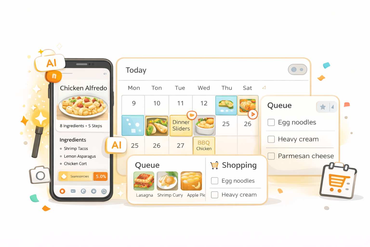 Rezape recipes, meal planning, and shopping lists